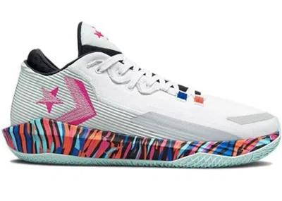 Pre-owned Converse Men's  All Star Bb Jet Mid Striped Sneakers In White/light Silver/light Dew In Multi