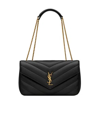 Saint Laurent Black Loulou Medium Shoulder Bag