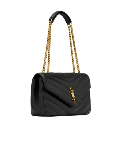 Saint Laurent Black Loulou Medium Shoulder Bag