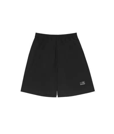 Mm6 Maison Margiela Mm6 By Maison Margiela Bermuda Shorts With Reflective Logo In Black