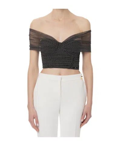 Elisabetta Franchi Top In Tulle Fabric With Polka Dot Print