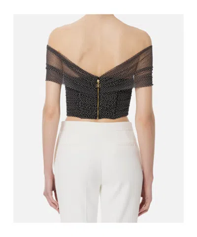Elisabetta Franchi Top In Tulle Fabric With Polka Dot Print