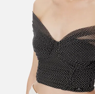 Elisabetta Franchi Top In Tulle Fabric With Polka Dot Print