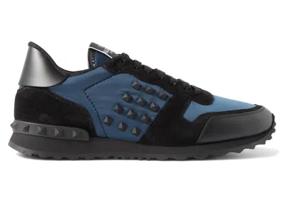 Pre-owned Valentino Garavani Men's  Rockstud Sneakersin Blue/black