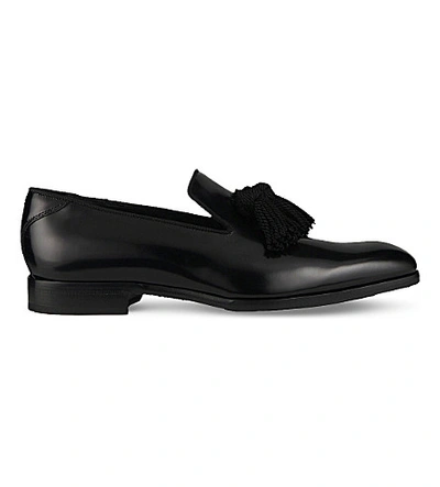 Jimmy Choo Foxley Leather Tassel Loafers In Black