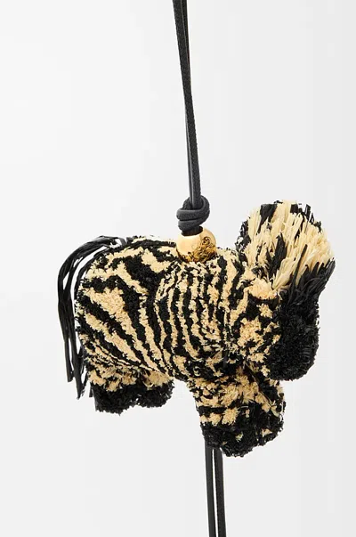 Loewe Raffia And Cowhide Leather Zebra Charm