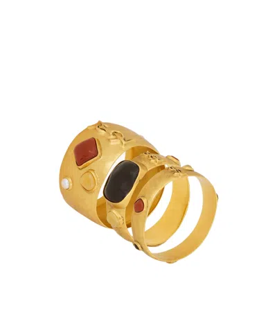 Saint Laurent Cassandre Cabochon Bangles In Enamel, Resin, Glass, And Metal