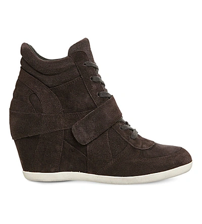 Shop Ash Bowie Wedge Suede Ankle Boots In Bistro Suede