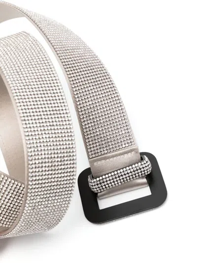 Benedetta Bruzziches Silk Rhinestone Mesh Belt With Sophisticated Buckle
