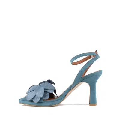 Angel Alarcon Fleur Heeled Sandal With Suede Floral Trim