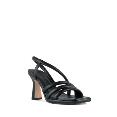 ANGEL ALARCON ANGEL ALARCON LAURE HEELED SANDAL WITH TUBULAR STRAPS AND MINI LEATHER PLATFORM 