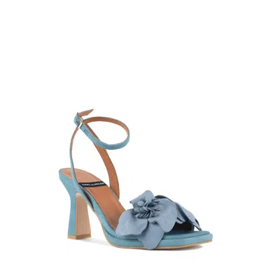 Angel Alarcon Fleur Heeled Sandal With Suede Floral Trim