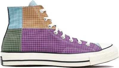 Pre-owned Converse Men's  Chuck Taylor All Star 70 Hi Patchwork Ripstop Sneakers In Dewberry/iced Coffee/egret