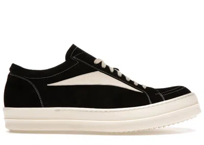 Pre-owned Rick Owens Men's  Strobe Vintage Low Suede Sneakers In Black/milk In Multi
