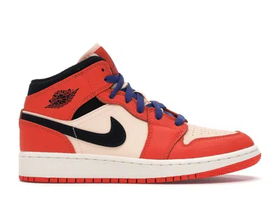 Pre-owned Jordan 1 Mid Sneakers In Team Orange/black/crimson Tint In Multi