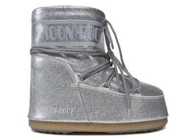 Pre-owned Moon Boot Icon Glitter Low Boot Sneakers In Silver