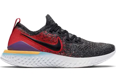 Pre-owned Nike Epic React Flyknit 2 Sneakers In Black/hyper Jade/university Red In Multi