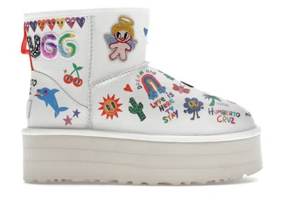 Pre-owned Ugg Classic Mini Platform Boot Pop Sketch (women's) Sneakers In White