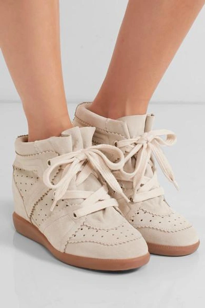 Shop Isabel Marant Bobby Suede Wedge Sneakers
