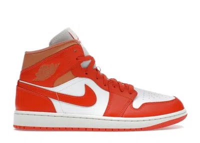 Pre-owned Jordan 1 Mid (women's) Sneakers In Summit White/amber Brown/cosmic Clay