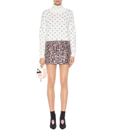 Shop Giamba Jacquard Miniskirt In Beige