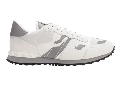 Pre-owned Valentino Garavani Men's  Rockrunner Camouflage Sneakers In White/grey