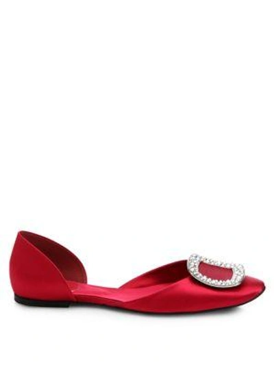 Shop Roger Vivier Ballerine Chips Satin D'orsay Flats In Old Pink