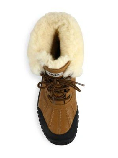 Shop Ugg Adirondack Ii Lace-up Shearling-lined Leather Boots In Otter