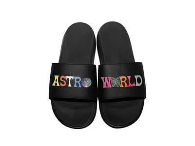 Pre-owned Travis Scott Men's  Logo Slides  Astroworldin Black