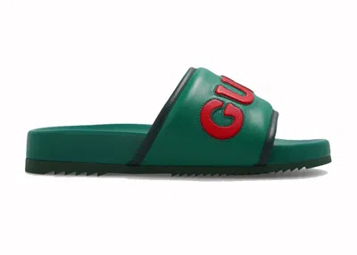 Pre-owned Gucci Men's  Logo Slide Sneakers In Green