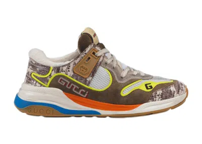 Pre-owned Gucci Ultrapace (women's) Sneakers In Brown/yellow/white In Multi