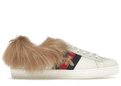 Pre-owned Gucci Men's  Ace Fur Sneakers In White
