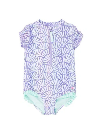 Rufflebutts Girls Short Sleeve Upf50+ One Piece Rash Guard