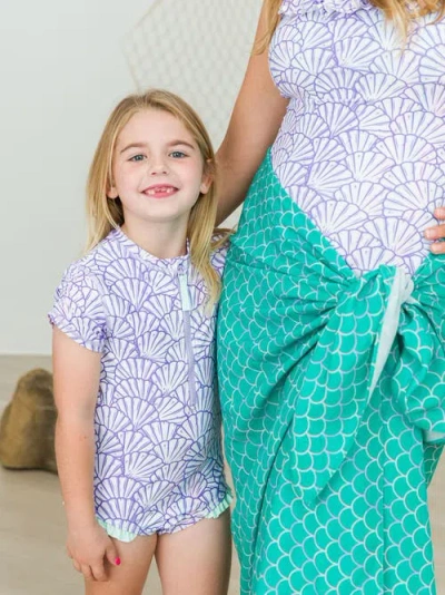 Rufflebutts Girls Short Sleeve Upf50+ One Piece Rash Guard