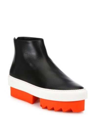 Shop Givenchy Street Line Leather Platform Sneakers In Black