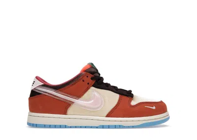 Pre-owned Nike Dunk Low Social Status Free Lunch Chocolate Milk Sneakers In Canvas/mid Soft Pink/burnt Brown