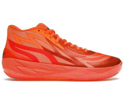 Pre-owned Puma Men's  Lamelo Ball Mb.02 Supernova Sneakers In Fiery Coral/ultra Orange