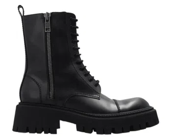 Pre-owned Balenciaga Tractor Zip Up Combat Boot (women's) Sneakers In Black