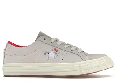 Pre-owned Converse Men's  One Star Ox Hello Kitty Grey Sneakers In Vaporus Grey/egret/fiery Red