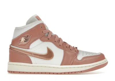 Pre-owned Jordan 1 Mid Se (women's) Sneakers In Red Stardust/white/sail In Multi