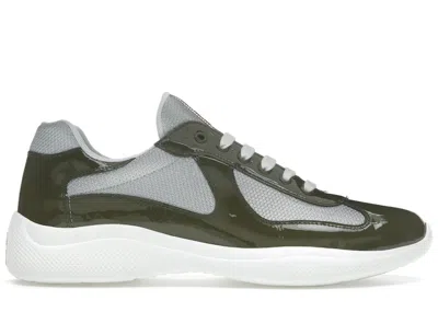 Pre-owned Prada Men's  America's Cup Sneakers In Loden Green/silver In Multi