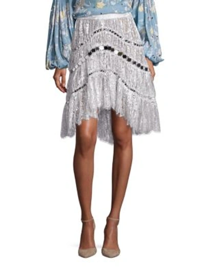 Zimmermann Woman Adorn Sequin-embellished Metallic Lace Mini Skirt Silver