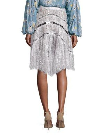 Shop Zimmermann Adorn Crystal Lace Skirt In Silver