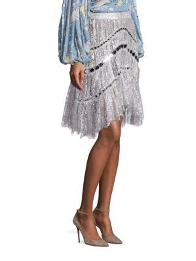 Shop Zimmermann Adorn Crystal Lace Skirt In Silver