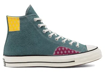 Pre-owned Converse Men's  Chuck Taylor All Star 70 Hi Twisted Prep Sneakers In Faded Spruce/amarillo In Multi