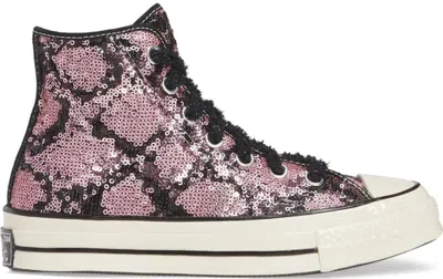 Pre-owned Converse Men's  Chuck Taylor All Star 70 Hi Light Sequin Sneakers In Light Orchid/egret/black In Multi