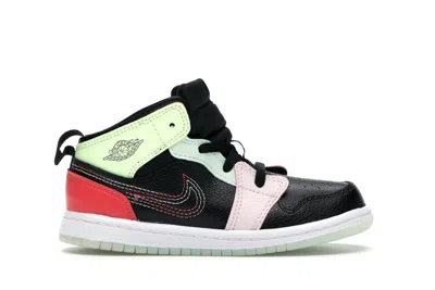 Pre-owned Jordan 1 Mid Glowinthedark Sneakers In Black/ember Glow/barely Volt