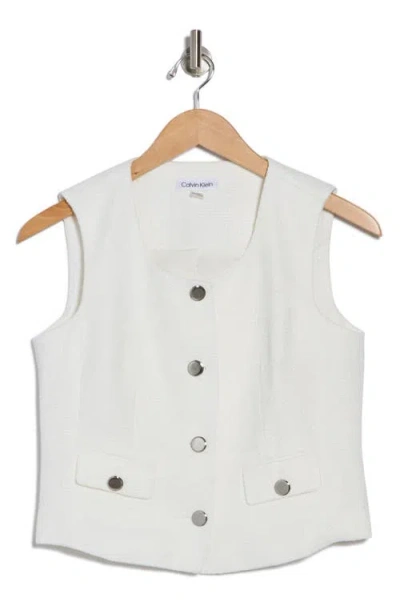 Calvin Klein Button-up Tweed Crop Vest
