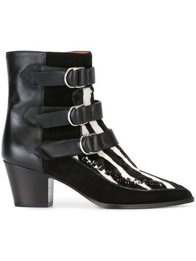 Isabel Marant Printed Calf Hair And Suede Ankle Boots In Black