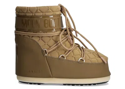 Pre-owned Moon Boot Icon Quilt Low Boot Sneakers In Caramel